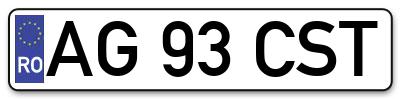Placuta inmatriculare numar auto  AG-93-CST, AG 93 CST, AG93CST