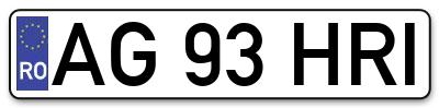 Placuta inmatriculare numar auto  AG-93-HRI, AG 93 HRI, AG93HRI