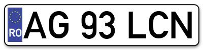 Placuta inmatriculare numar auto  AG-93-LCN, AG 93 LCN, AG93LCN