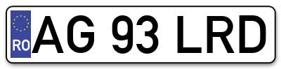 Placuta inmatriculare numar auto  AG-93-LRD, AG 93 LRD, AG93LRD
