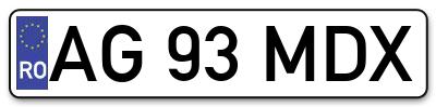 Placuta inmatriculare numar auto  AG-93-MDX, AG 93 MDX, AG93MDX