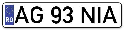 Placuta inmatriculare numar auto  AG-93-NIA, AG 93 NIA, AG93NIA