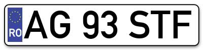 Placuta inmatriculare numar auto  AG-93-STF, AG 93 STF, AG93STF