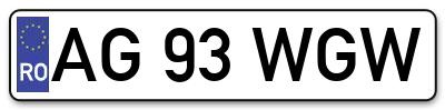 Placuta inmatriculare numar auto  AG-93-WGW, AG 93 WGW, AG93WGW