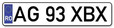 Placuta inmatriculare numar auto  AG-93-XBX, AG 93 XBX, AG93XBX