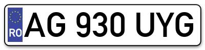 Placuta inmatriculare numar auto  AG-930-UYG, AG 930 UYG, AG930UYG