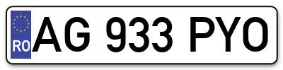 Placuta inmatriculare numar auto  AG-933-PYO, AG 933 PYO, AG933PYO