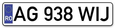 Placuta inmatriculare numar auto  AG-938-WIJ, AG 938 WIJ, AG938WIJ