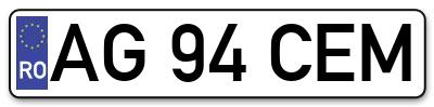 Placuta inmatriculare numar auto  AG-94-CEM, AG 94 CEM, AG94CEM