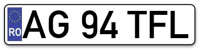 Placuta inmatriculare numar auto  AG-94-TFL, AG 94 TFL, AG94TFL