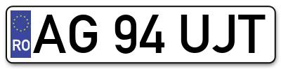 Placuta inmatriculare numar auto  AG-94-UJT, AG 94 UJT, AG94UJT