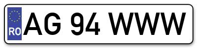 Placuta inmatriculare numar auto  AG-94-WWW, AG 94 WWW, AG94WWW