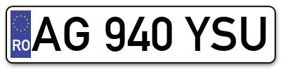 Placuta inmatriculare numar auto  AG-940-YSU, AG 940 YSU, AG940YSU