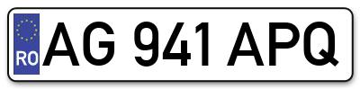 Placuta inmatriculare numar auto  AG-941-APQ, AG 941 APQ, AG941APQ