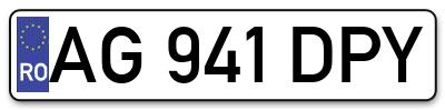 Placuta inmatriculare numar auto  AG-941-DPY, AG 941 DPY, AG941DPY