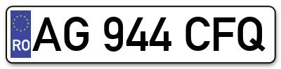 Placuta inmatriculare numar auto  AG-944-CFQ, AG 944 CFQ, AG944CFQ