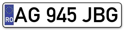 Placuta inmatriculare numar auto  AG-945-JBG, AG 945 JBG, AG945JBG