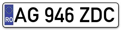 Placuta inmatriculare numar auto  AG-946-ZDC, AG 946 ZDC, AG946ZDC