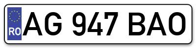 Placuta inmatriculare numar auto  AG-947-BAO, AG 947 BAO, AG947BAO