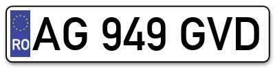 Placuta inmatriculare numar auto  AG-949-GVD, AG 949 GVD, AG949GVD