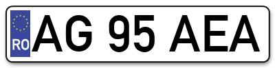 Placuta inmatriculare numar auto  AG-95-AEA, AG 95 AEA, AG95AEA