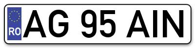 Placuta inmatriculare numar auto  AG-95-AIN, AG 95 AIN, AG95AIN