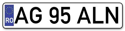 Placuta inmatriculare numar auto  AG-95-ALN, AG 95 ALN, AG95ALN