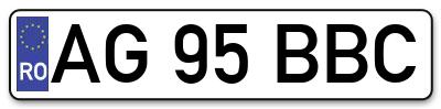 Placuta inmatriculare numar auto  AG-95-BBC, AG 95 BBC, AG95BBC