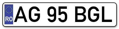 Placuta inmatriculare numar auto  AG-95-BGL, AG 95 BGL, AG95BGL