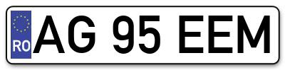 Placuta inmatriculare numar auto  AG-95-EEM, AG 95 EEM, AG95EEM