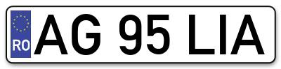 Placuta inmatriculare numar auto  AG-95-LIA, AG 95 LIA, AG95LIA