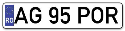 Placuta inmatriculare numar auto  AG-95-POR, AG 95 POR, AG95POR