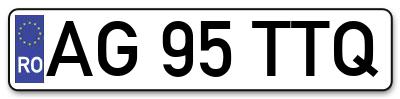 Placuta inmatriculare numar auto  AG-95-TTQ, AG 95 TTQ, AG95TTQ