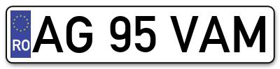 Placuta inmatriculare numar auto  AG-95-VAM, AG 95 VAM, AG95VAM