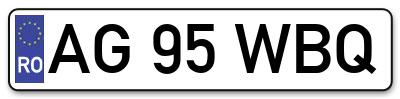 Placuta inmatriculare numar auto  AG-95-WBQ, AG 95 WBQ, AG95WBQ