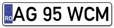 Placuta inmatriculare numar auto  AG-95-WCM, AG 95 WCM, AG95WCM