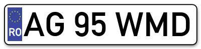 Placuta inmatriculare numar auto  AG-95-WMD, AG 95 WMD, AG95WMD
