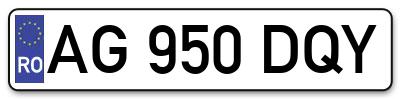 Placuta inmatriculare numar auto  AG-950-DQY, AG 950 DQY, AG950DQY