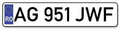 Placuta inmatriculare numar auto  AG-951-JWF, AG 951 JWF, AG951JWF