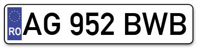 Placuta inmatriculare numar auto  AG-952-BWB, AG 952 BWB, AG952BWB