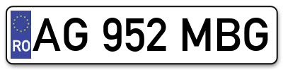 Placuta inmatriculare numar auto  AG-952-MBG, AG 952 MBG, AG952MBG