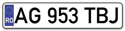 Placuta inmatriculare numar auto  AG-953-TBJ, AG 953 TBJ, AG953TBJ