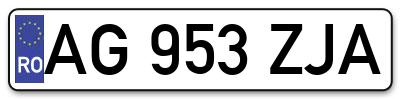 Placuta inmatriculare numar auto  AG-953-ZJA, AG 953 ZJA, AG953ZJA