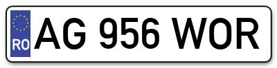 Placuta inmatriculare numar auto  AG-956-WOR, AG 956 WOR, AG956WOR