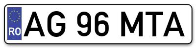 Placuta inmatriculare numar auto  AG-96-MTA, AG 96 MTA, AG96MTA