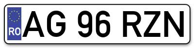 Placuta inmatriculare numar auto  AG-96-RZN, AG 96 RZN, AG96RZN