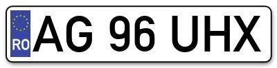 Placuta inmatriculare numar auto  AG-96-UHX, AG 96 UHX, AG96UHX
