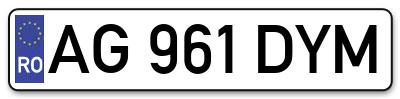 Placuta inmatriculare numar auto  AG-961-DYM, AG 961 DYM, AG961DYM