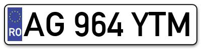 Placuta inmatriculare numar auto  AG-964-YTM, AG 964 YTM, AG964YTM
