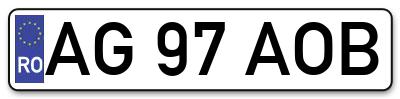 Placuta inmatriculare numar auto  AG-97-AOB, AG 97 AOB, AG97AOB